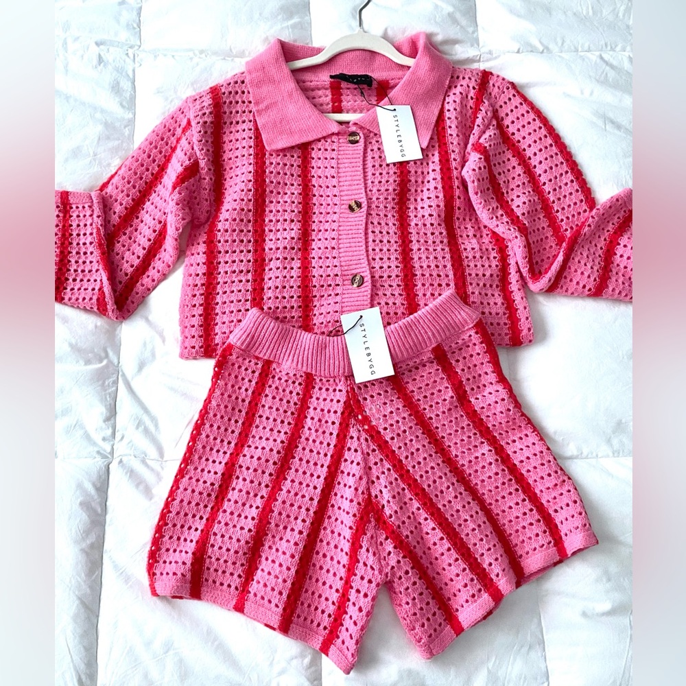 NWT Style by GG Pink Striped Knit Set